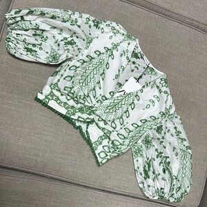 Zara Green Embroidered Blouse